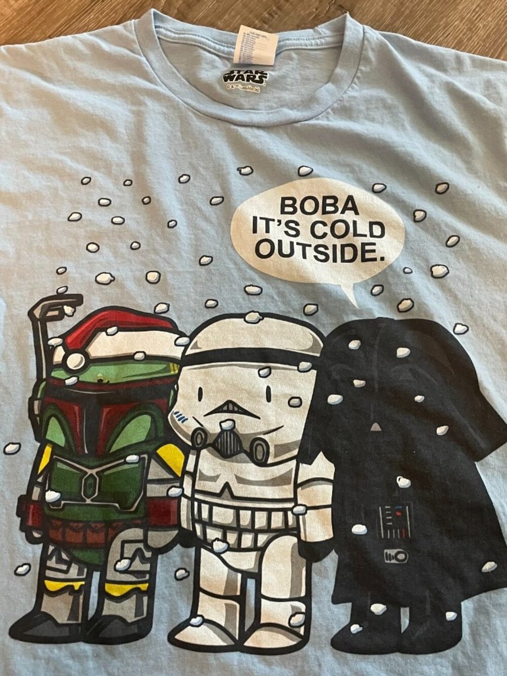 Star Wars Boba It's Cold Outside T-Shirt Men's Size M Light Blue Summer Tee
